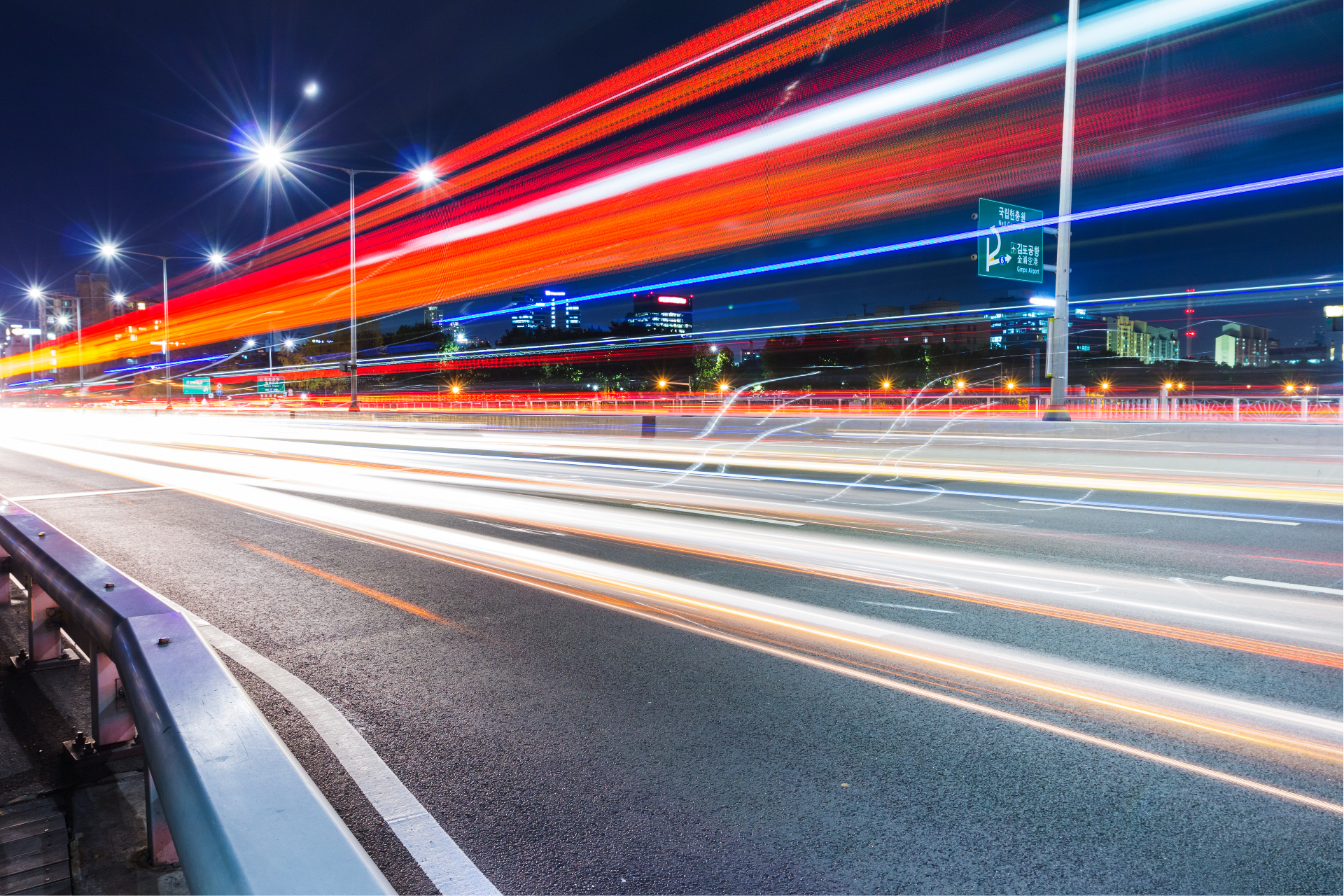 Road with beautiful lights during night.