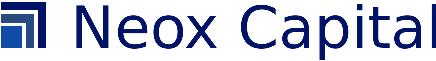 Neox capital blue logo with icon and transparent background.